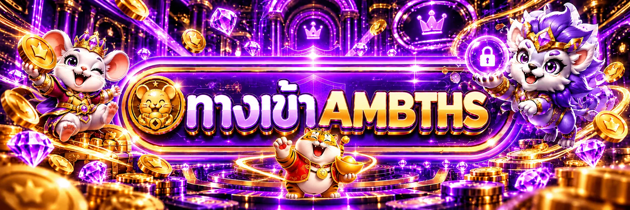 ทางเข้า AMBTHS โทนม่วงทองพร้อมมาสคอต